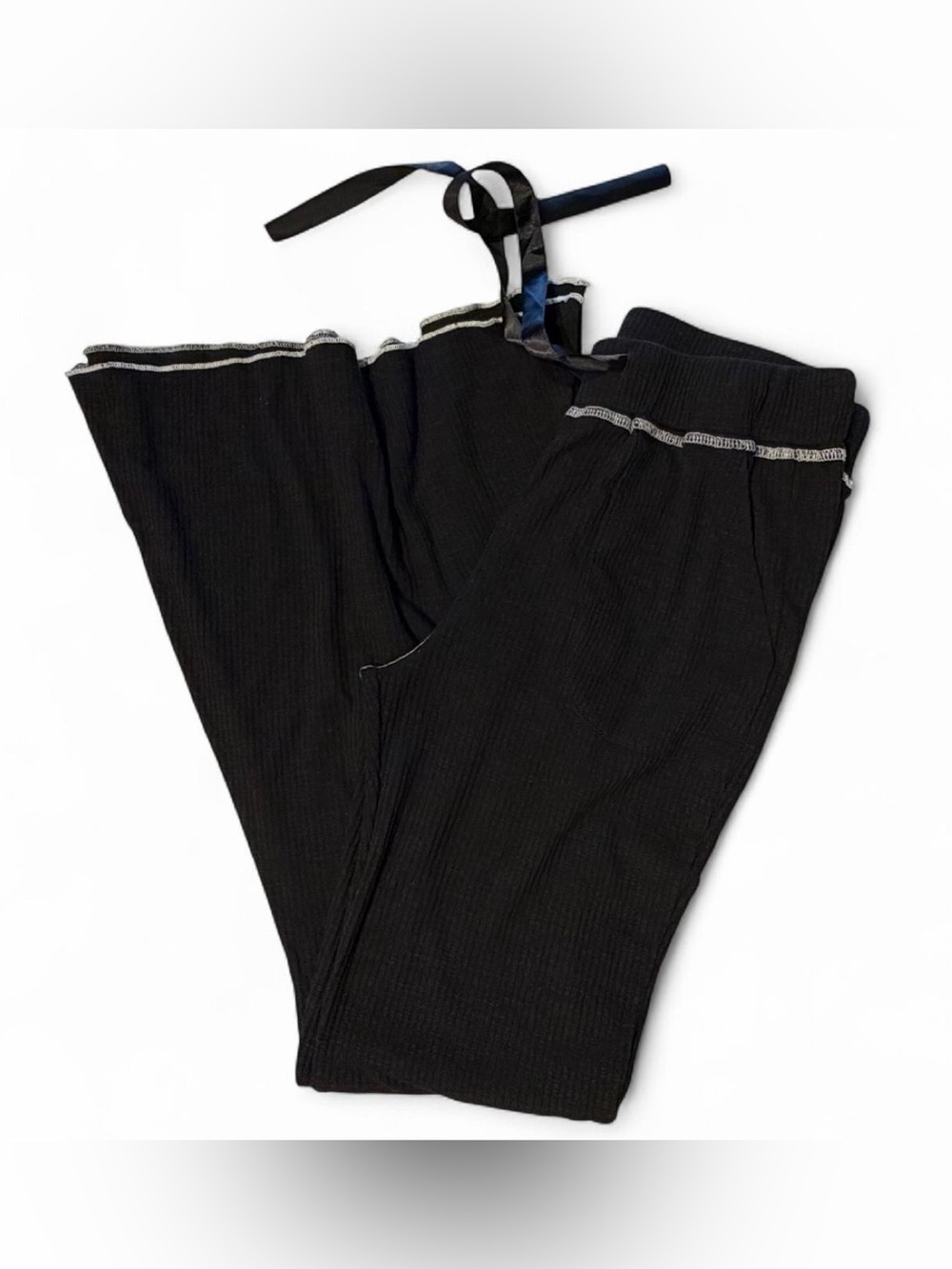 POL Black Ribbed Drawstring Pants - Picture 2 of 5